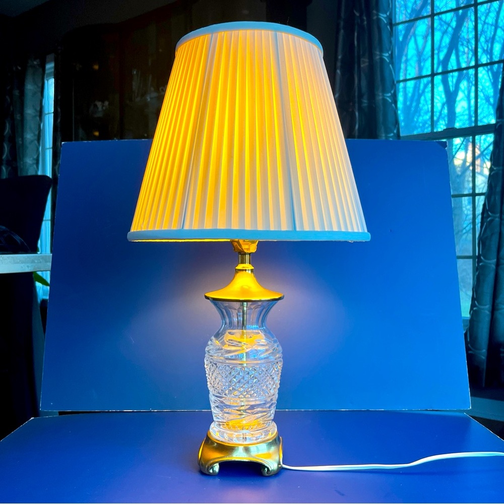 VTG Lead Crystal and Brass Lamp